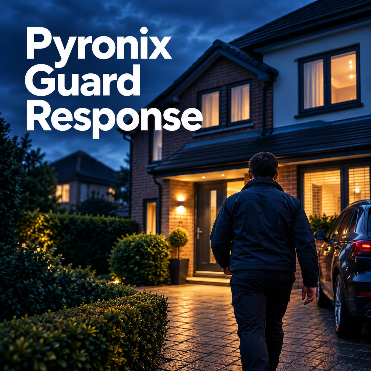 Pyronix Guard Response – security guard approaching a home